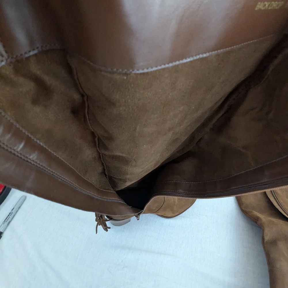 Gianni Bini Brown Suede Leather Fringe Boots Size 8 3.5